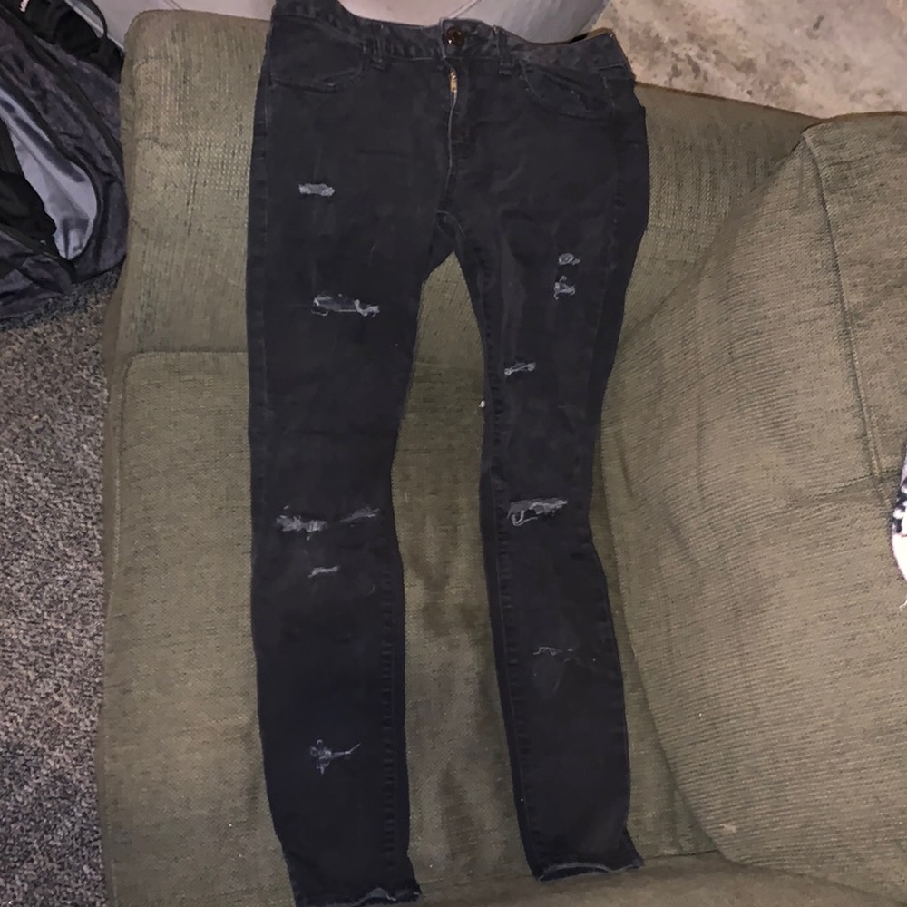 black womens ripped skinny jeans